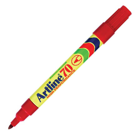 Artline 90 EK-90 箱頭筆 - 方頭, 2-5mm, 紅色
